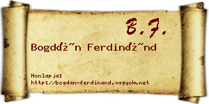 Bogdán Ferdinánd névjegykártya